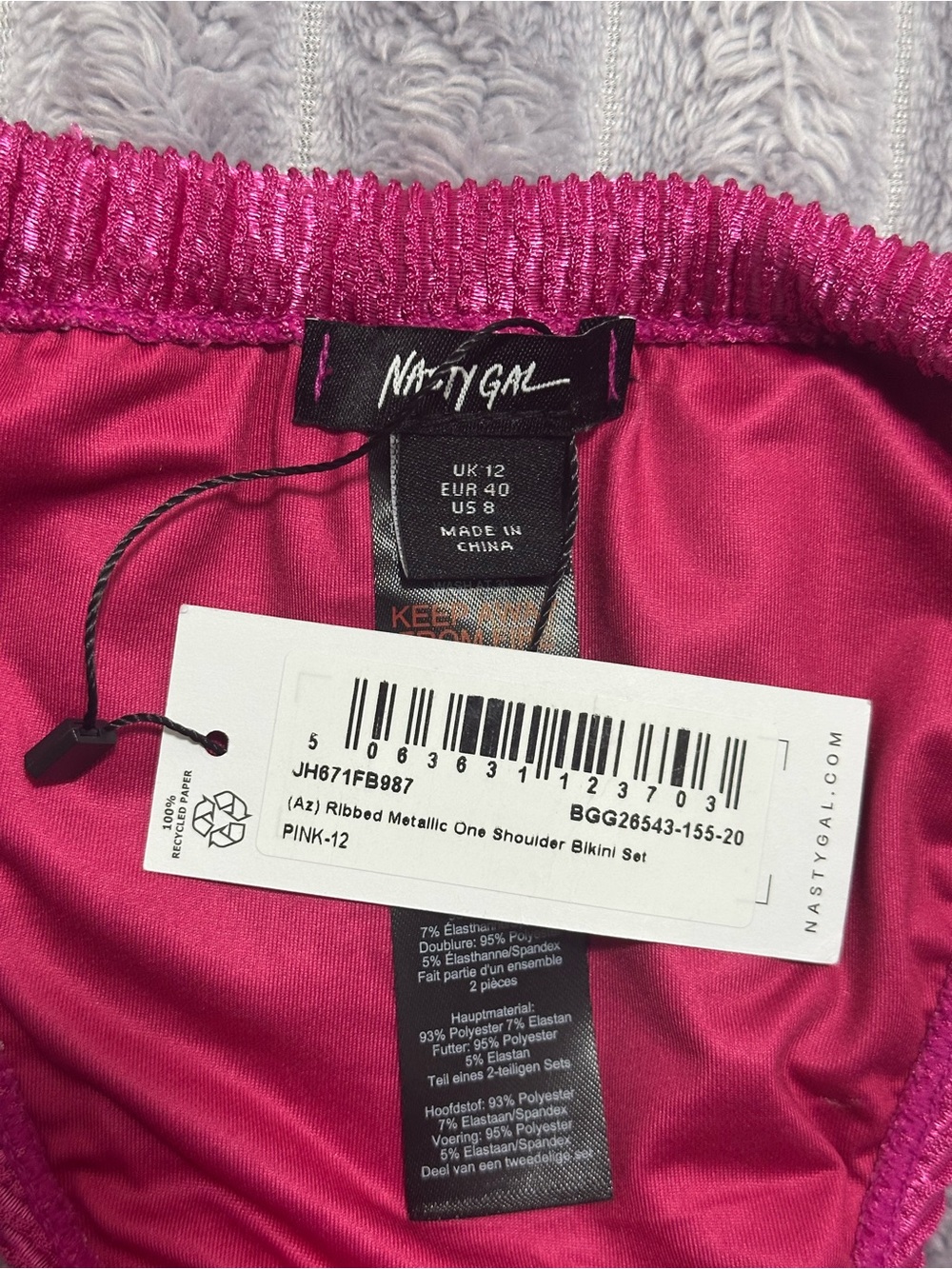 Nasty Gal Fuchsia One-Shoulder Twist Bikini Set - Picture 5 of 5
